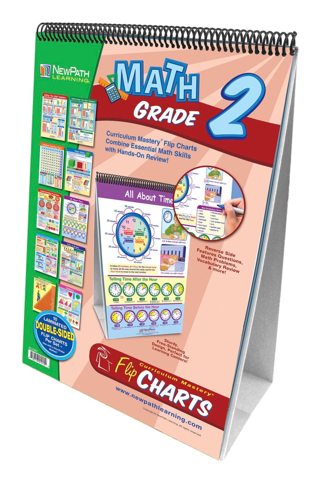 NewPath Learning Curriculum Mastery Math Double Sided Laminated Flip Chart, 12 L x 18 W in, Grade 2, Item Number 1302660